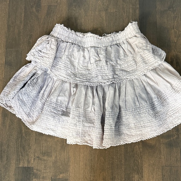 LoveShackFancy Washed Grey Ruffled Mini Skirt - Picture 5 of 5